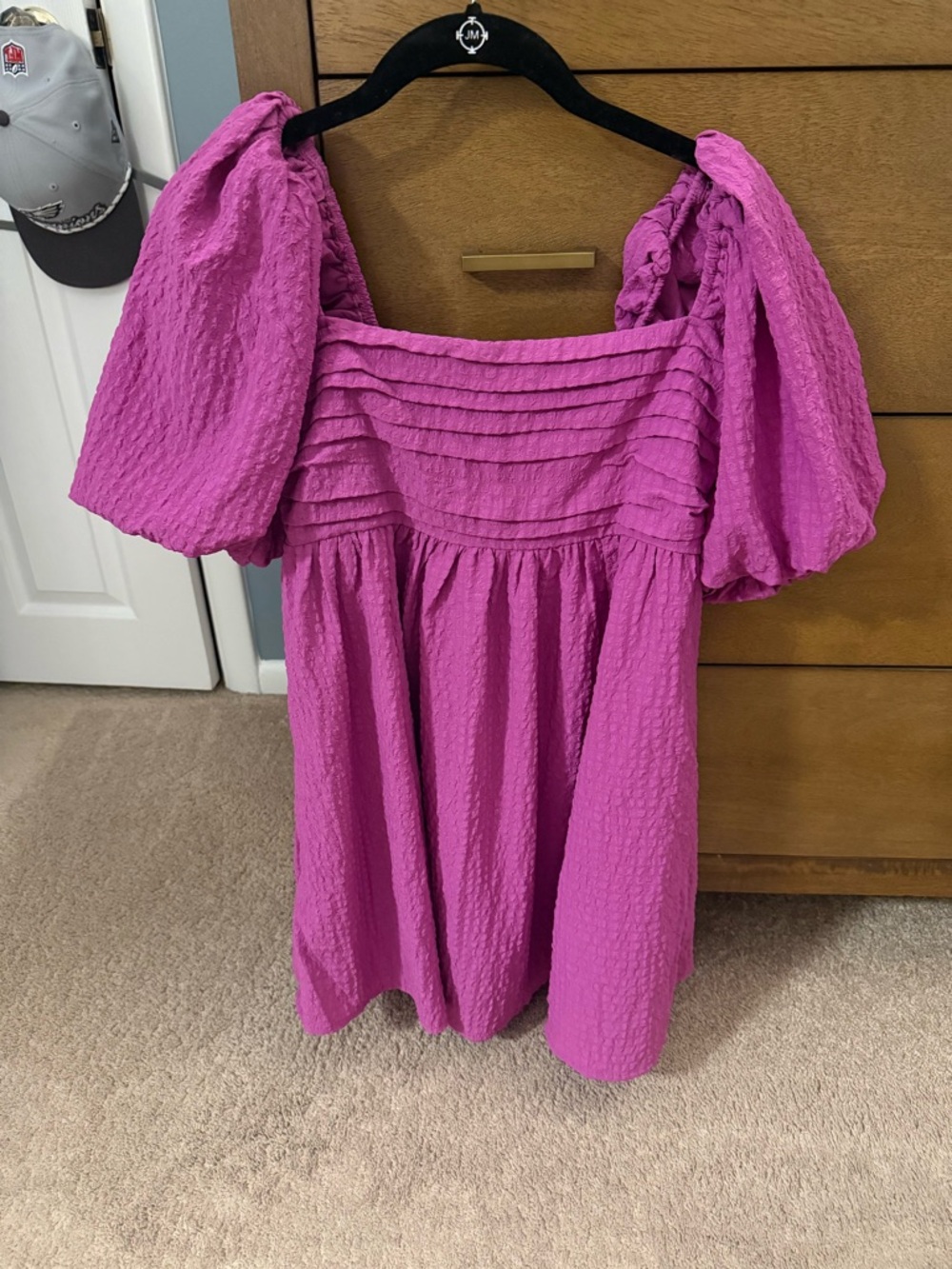 Abercrombie & Fitch x Tia Booth Vibrant Fuchsia Puff Sleeve Dress